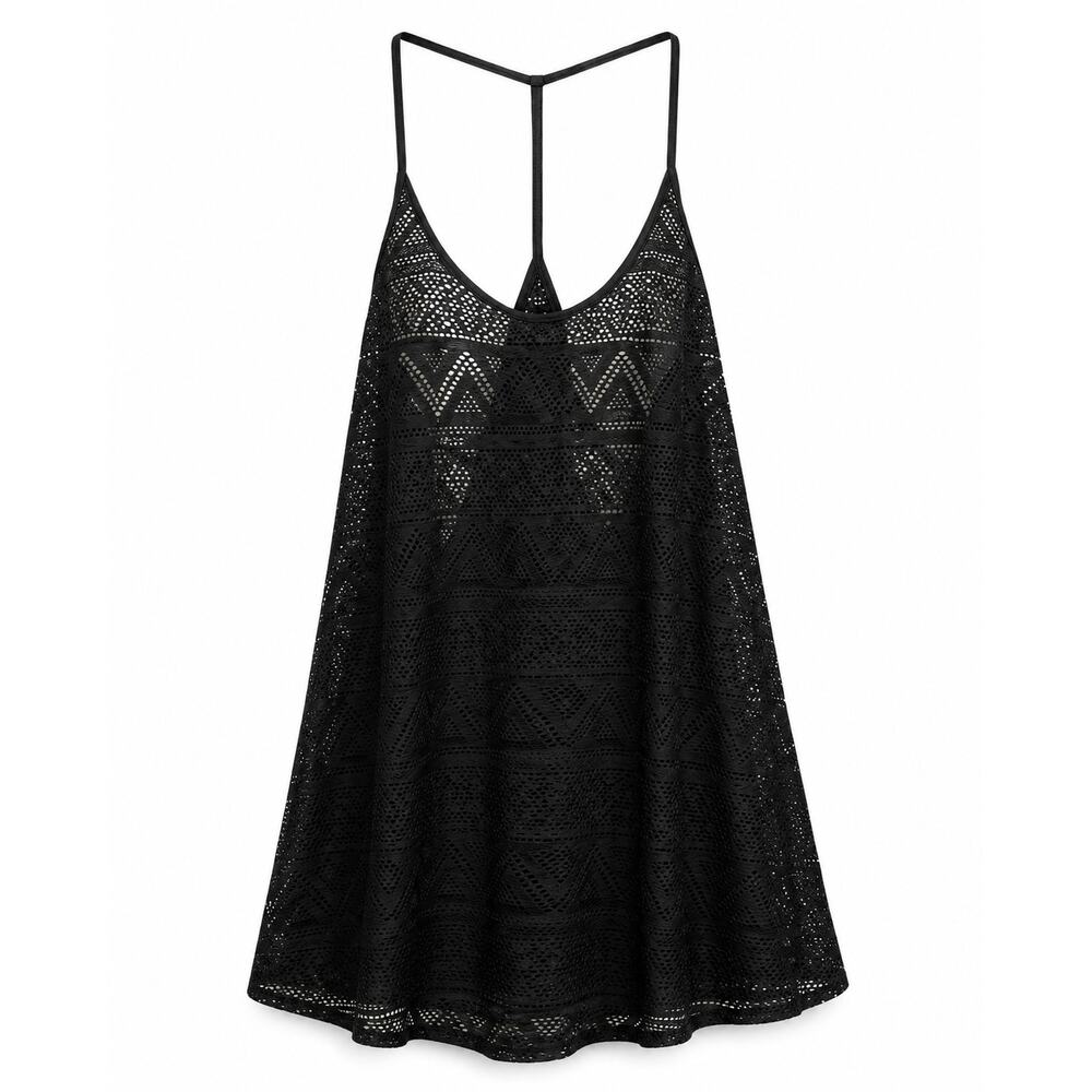 Victoria’s Secret PINK Black Crochet Beach Cover Up Sheer Swim Small